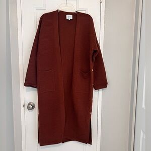 Like new, J.O.A duster sweater with great slit gold hardware!